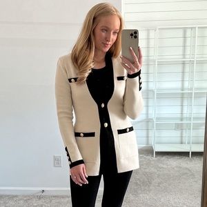 EXPRESS Tipped Novelty Button Sweater Jacket